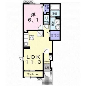 1LDK 間取り図