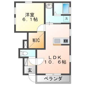 1LDK 間取り図