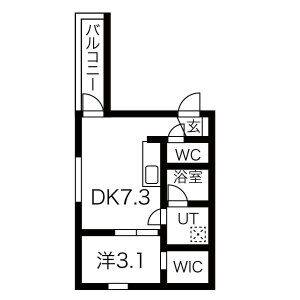 1DK 間取り図