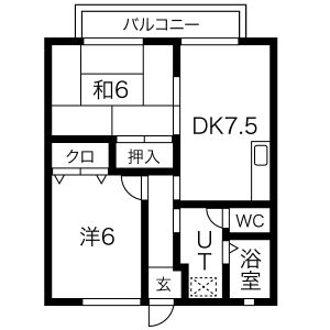 2DK 間取り図