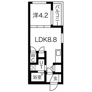1LDK 間取り図