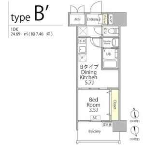 1DK 間取り図