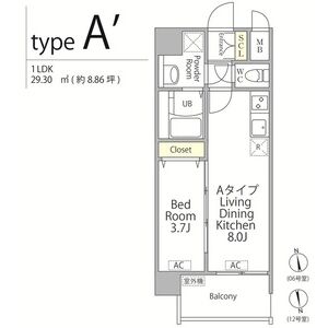 1LDK 間取り図