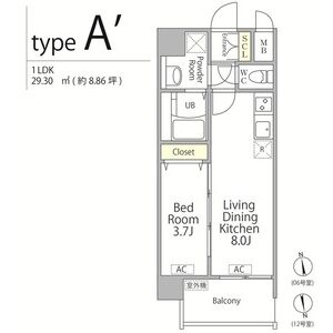 1LDK 間取り図