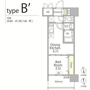 1DK 間取り図