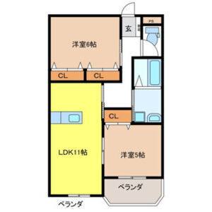 2LDK 間取り図