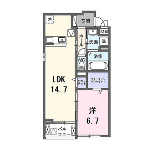 1LDK 間取り図
