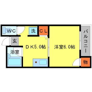 1DK 間取り図