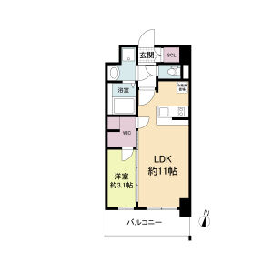 1LDK 間取り図