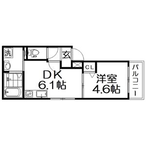 1DK 間取り図