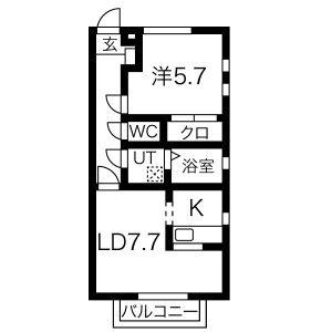 1LDK 間取り図