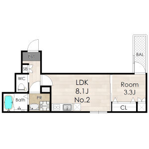 1LDK 間取り図