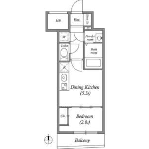 1DK 間取り図