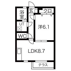 1LDK 間取り図