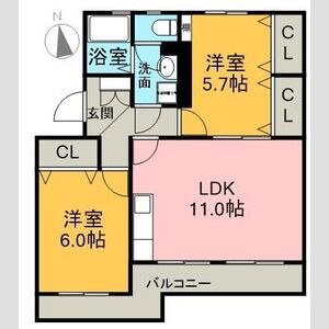 2LDK 間取り図