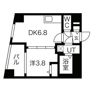 1DK 間取り図