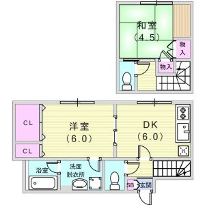 2DK 間取り図
