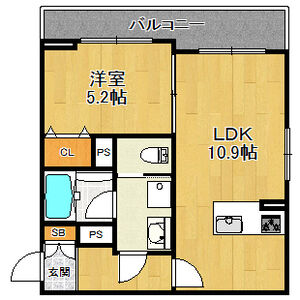 1LDK 間取り図