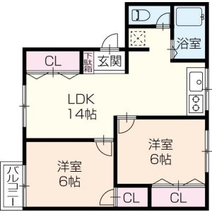 2LDK 間取り図