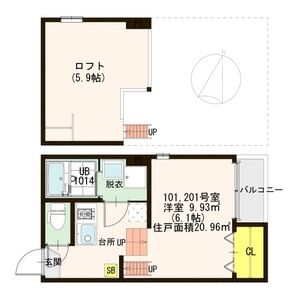 1K 間取り図