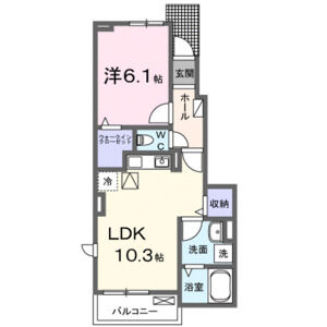 1LDK 間取り図