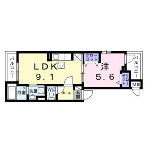 1LDK 間取り図