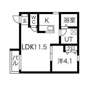 1LDK 間取り図
