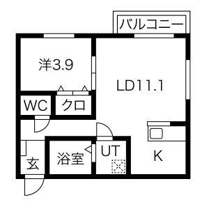 1LDK 間取り図