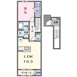 1LDK 間取り図
