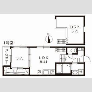 1LDK 間取り図