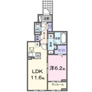 1LDK 間取り図
