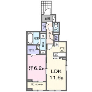 1LDK 間取り図