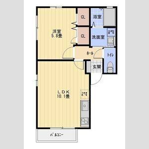 1LDK 間取り図