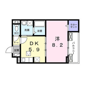 1DK 間取り図
