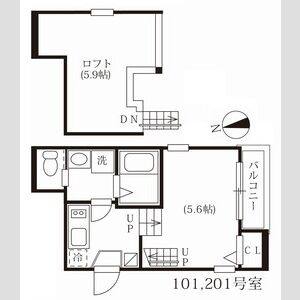 1K 間取り図