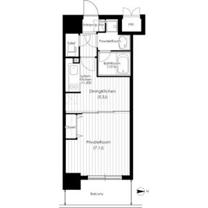 1DK 間取り図