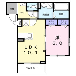 1LDK 間取り図