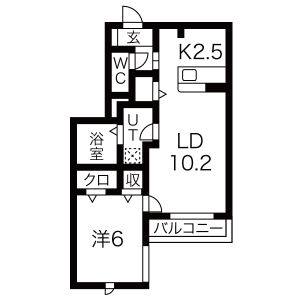 1LDK 間取り図