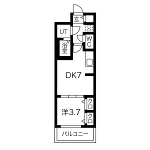 1DK 間取り図