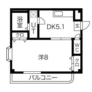 1DK 間取り図