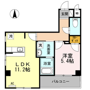 1LDK 間取り図