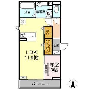1LDK 間取り図