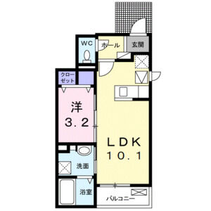 1LDK 間取り図