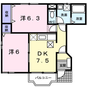 2DK 間取り図