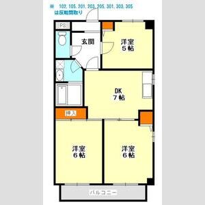 3DK 間取り図
