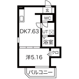 1DK 間取り図
