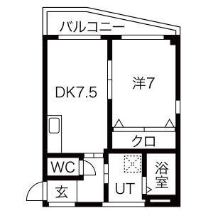 1DK 間取り図