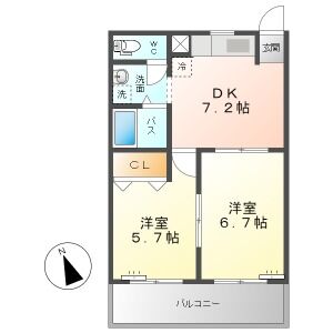 2DK 間取り図