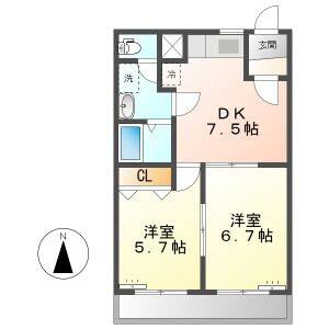 2DK 間取り図