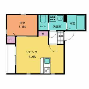 1LDK 間取り図